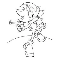 Shadow the Hedgehog holding a gun coloring page