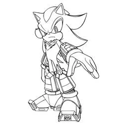 Shadow the Hedgehog in a fighting stance coloring page