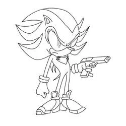 Shadow the Hedgehog holding a gun coloring page