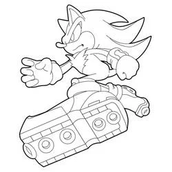 Shadow riding a hover machine coloring page