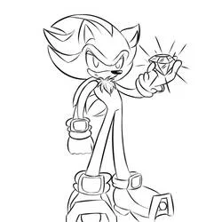 Shadow the Hedgehog holding a Chaos Emerald coloring page