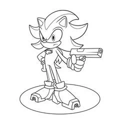 Shadow the Hedgehog holding a gun coloring page