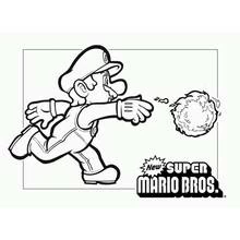 Mario throwing a fireball coloring page