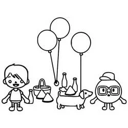 Toca Boca picnic day with balloons and a dog coloring page