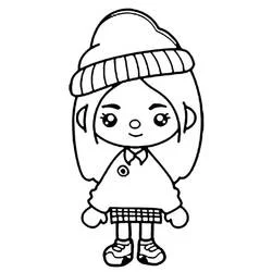 Toca Boca girl with winter hat coloring page