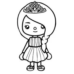 Toca Boca girl wearing a tiara coloring page