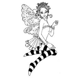 Fairy woman with striped stockings coloring page